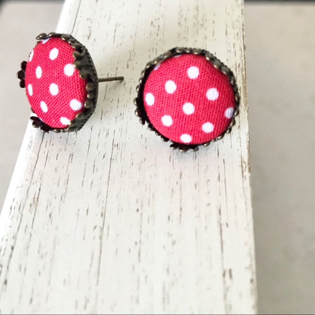 Red And White Polka Dot Earrings 3/15